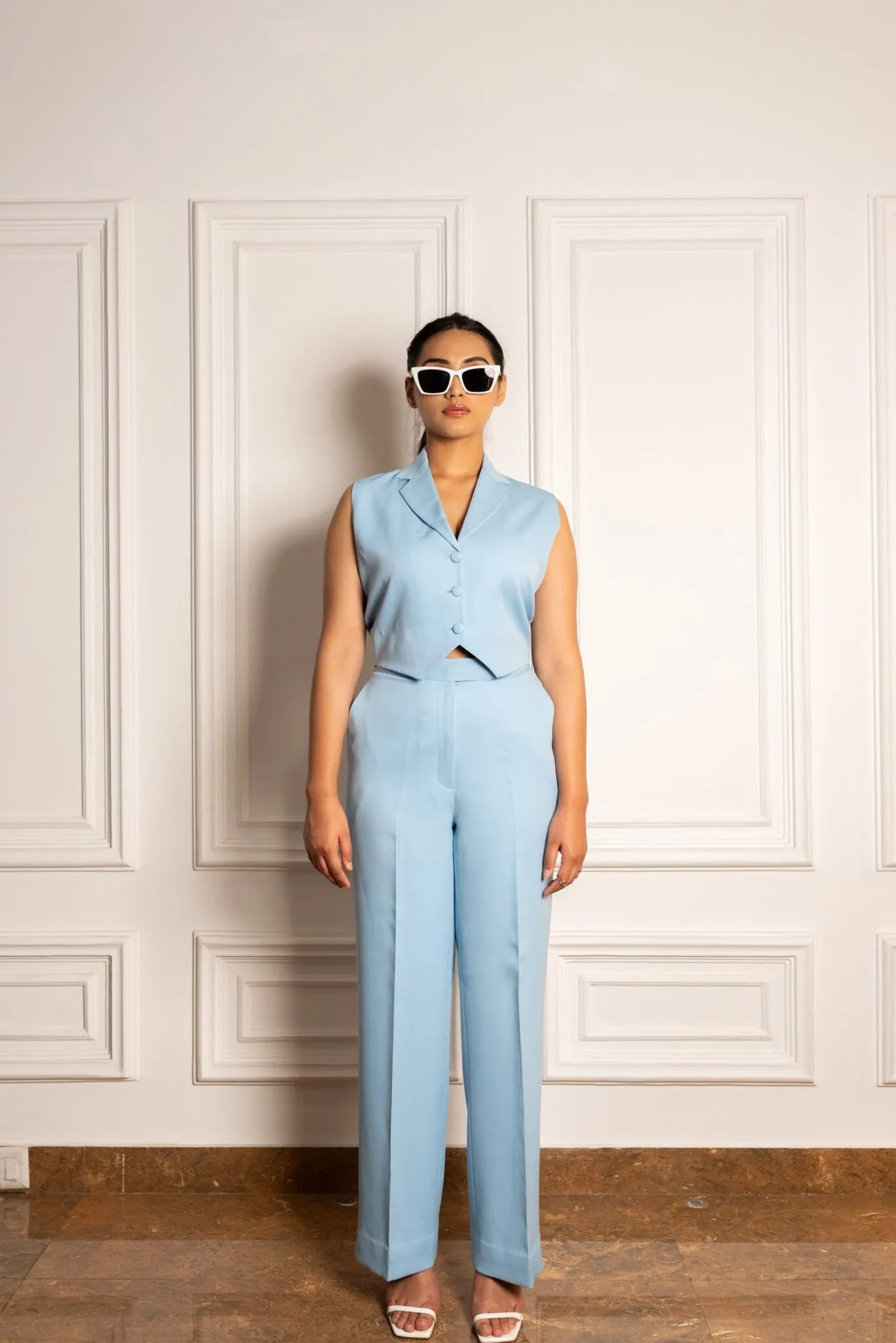 Women's formal solid 3-piece  Pantsuit with Waistcoat