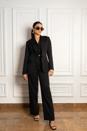 Women's formal solid 3-piece  Pantsuit with Waistcoat