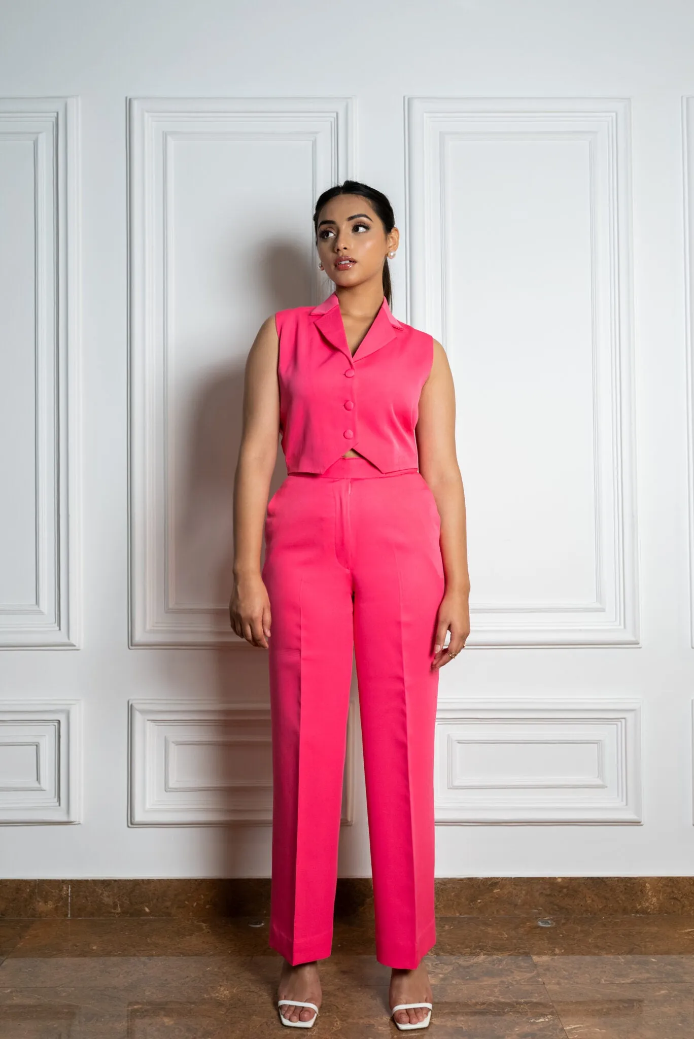 Women's formal solid 3-piece  Pantsuit with Waistcoat