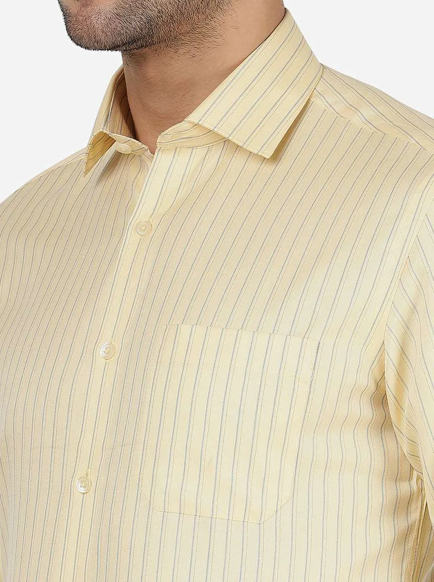 Yellow Striped Slim Fit Formal Shirt | Greenfibre