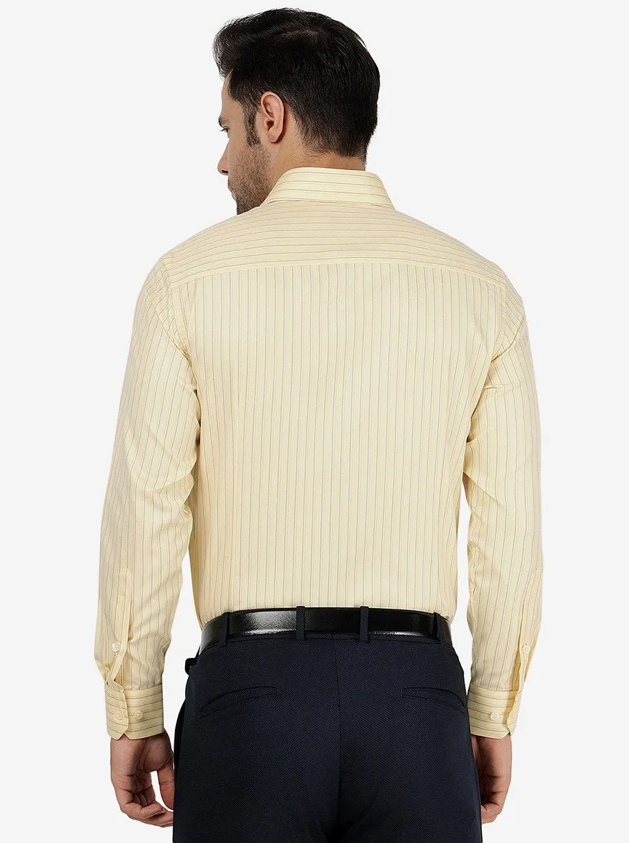 Yellow Striped Slim Fit Formal Shirt | Greenfibre