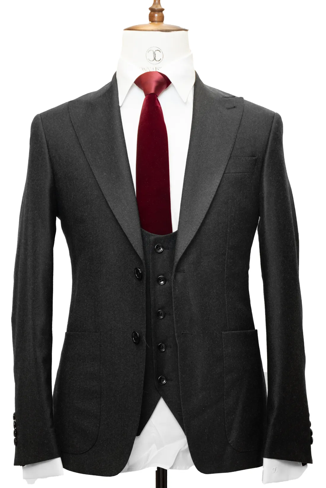 Zignone - Black Cashmere 3-Piece Fit Slim Fit Suit with Patch Pockets